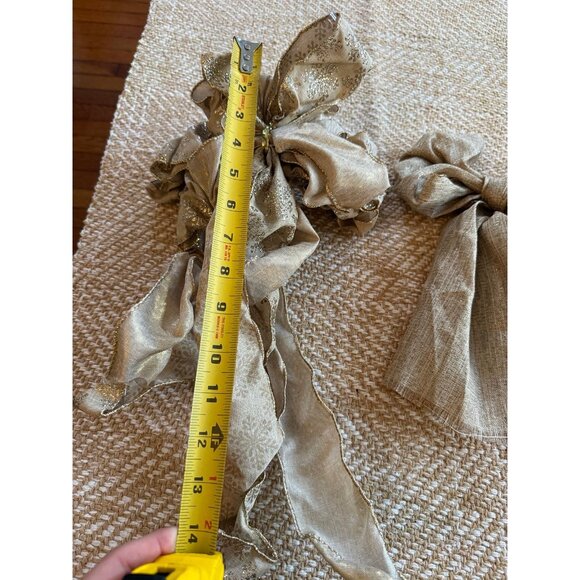 (2) brown burlap snowflake Christmas bows - Picture 10 of 12